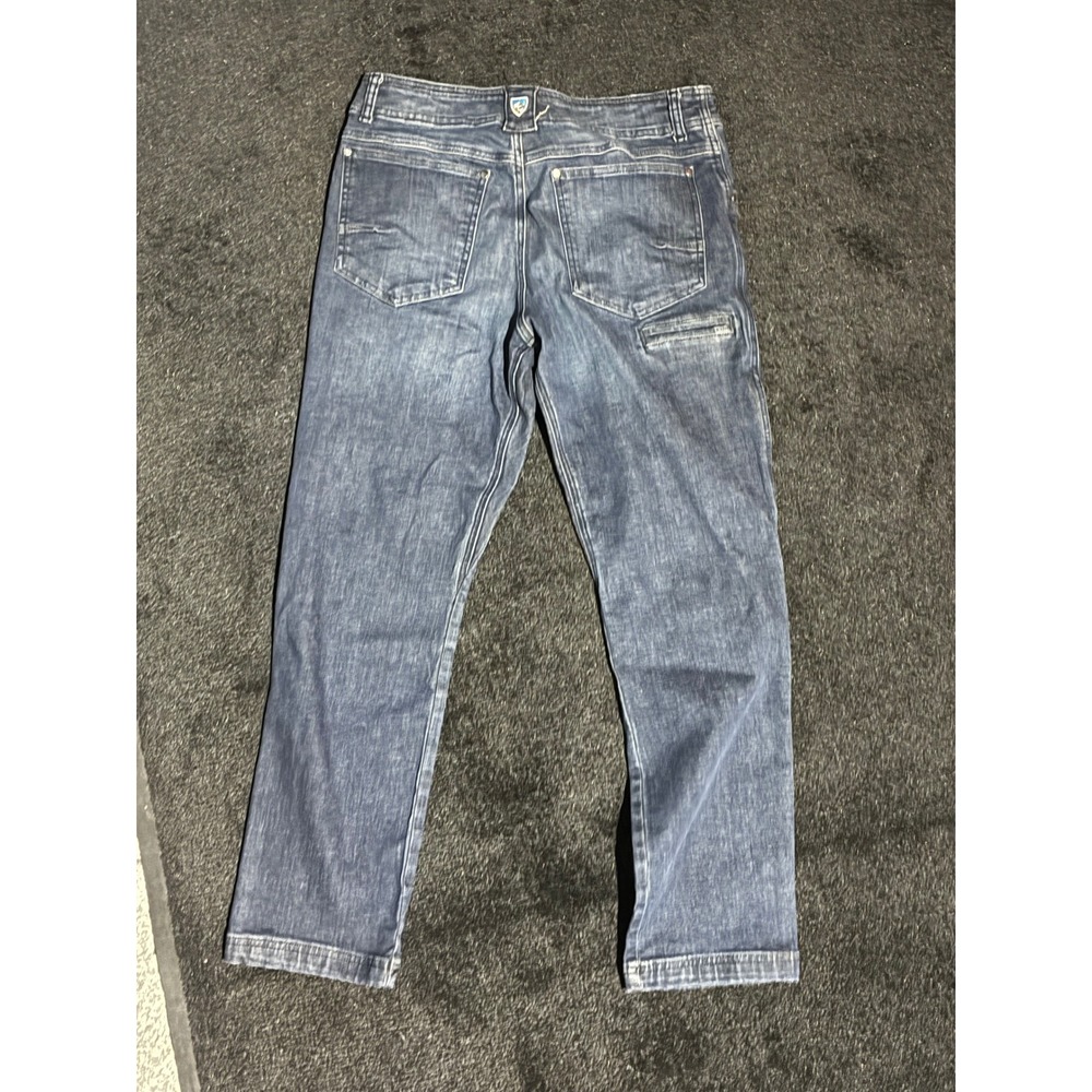 KUHL Kanvus Jean Mens 32x30 Indigo Blue Tapered Leg Outdoor Pants Stretch Denim